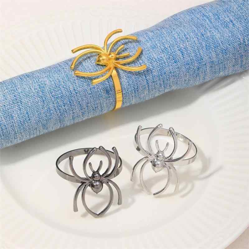ナプキンリング アルミ製 金属 ホテル レストラン 宴会 高級感 蜘蛛 西欧風 電気メッキ加工 ゴールド シルバー ブラック ホルダー バックル 留め モダン シンプル テーブルコーディネート