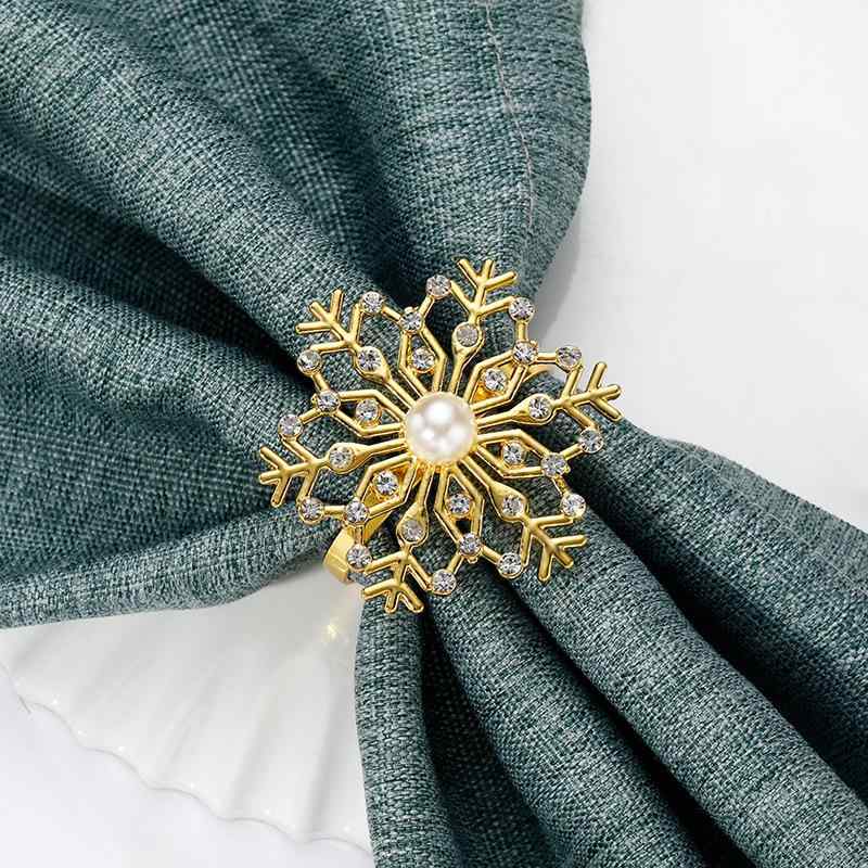 ナプキンリング メンズ レディース ホルダー バックル クリップ ループ 雪の結晶 スノー ジルコニア 埋..