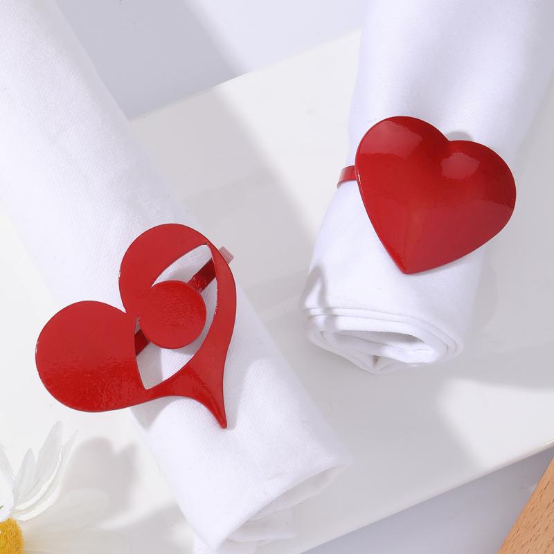 ナプキンリング ハート ホルダー クリップ テーブルコーディネート 結婚式 クリスマス パーティー 欧米風 合金 樹脂 赤 レッド おしゃれ 高級感 卓上装飾 秋冬 華やか 演出 キッチン雑貨 インテリア 上品 シック モダン