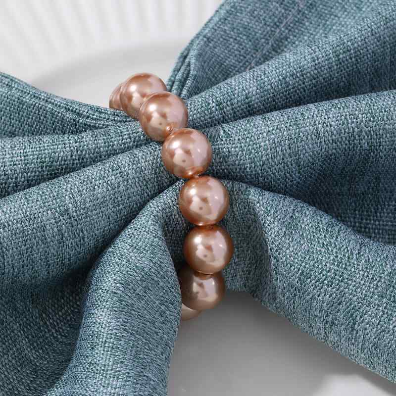 ナプキンリング イミテーションパール シャンパンゴールド 電気メッキ加工 テーブルコーディネート 結婚式 パーティー 高級感 モダン おしゃれ プラスチック 欧米風 円形 ハンドメイド シンプル 上品 きれいめ 華やか