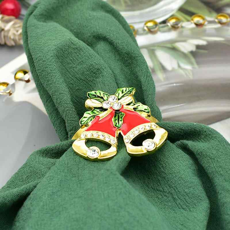 ナプキンリング ベル 鈴 リーフ 葉っぱ ホルダー バックル 卓上小物 コーディネート 電気メッキ加工 金属製 メタル 高級感 華やか おしゃれ かわいい ゴールド レッド クリスマス パーティー レストラン