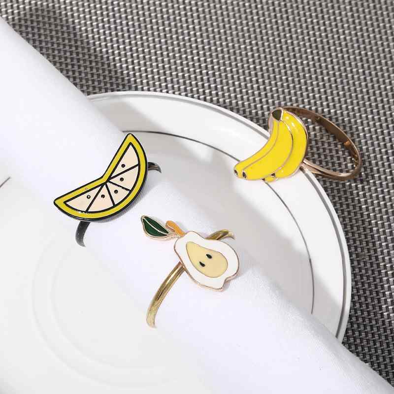 ナプキンリング フルーツ モチーフ ホルダー クリップ 合金 電気メッキ加工 エナメル かわいい 高級感 洋風 テーブルコーディネート キッチン用品 雑貨 小物 インテリア おもてなし 食卓 装飾 ホテル レストラン パーティー