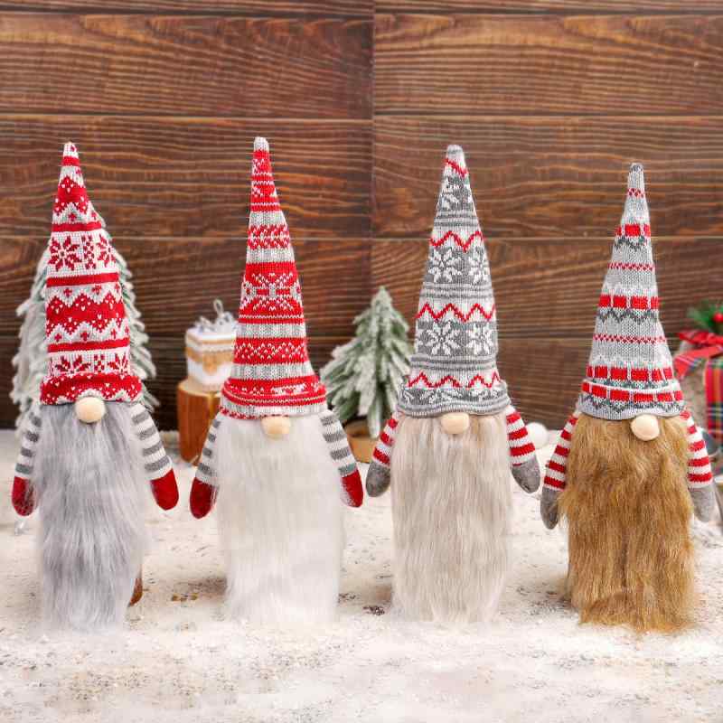 ボトルカバー ワイン用 クリスマス サンタクロース ノーム 妖精 人形 ぬいぐるみ ニット 編み 飾り デコレーション インテリア 雑貨 卓上 パーティー レストラン バー 赤 灰 白 ストライプ 雪の結晶 かわいい