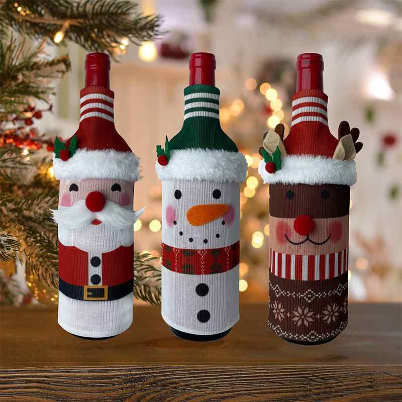 ボトルカバー メンズ レディース クリスマス サンタクロース 雪だるま トナカイ ワイン シャンパン用 装飾品 欧風 ポリエステル パーティー イベント 飲食店 卓上 雑貨 おしゃれ かわいい 置物 インテリア