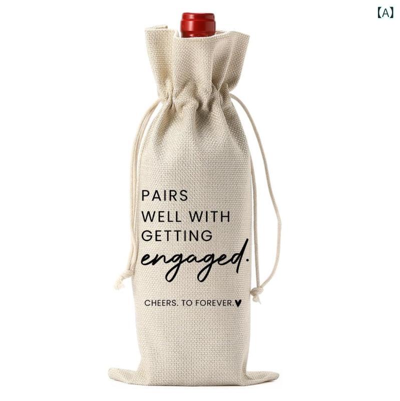 ギフトバッグ メンズ レディース ワイン用 巾着袋 麻 リネン ボトルケース ラッピング 包装 絞り口 ナ..