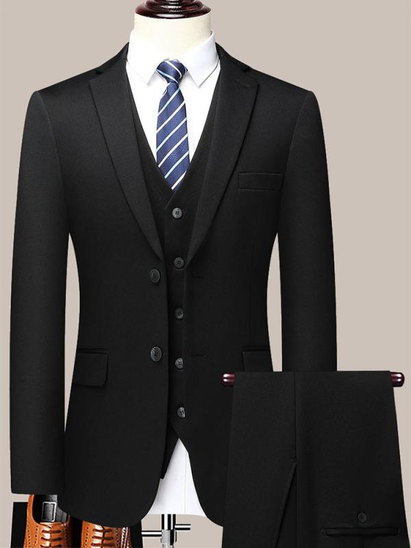 Other - スーツ メンズ 男性用 セットアップ テーラードジャケット シングル スラックス ビジネス 結婚式 通勤 紳士服 高級感 ウール混素材 春秋 ストレッチ 通気性 ブラック ネイビー 無地 レギュラーフィット 防シワ