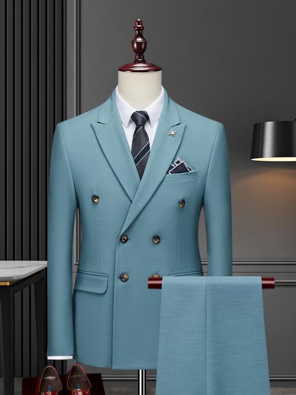 ・スタイル: ビジネス、フォーマル・フロントボタン: ダブル3つボタン・主な素材: レーヨン混紡（レーヨン 84%）・着用シーン: パーティー、宴会・襟の: ピークドラペル・ベント: サイドベンツ・シルエット: スリム・生地の厚さ: 標準・...