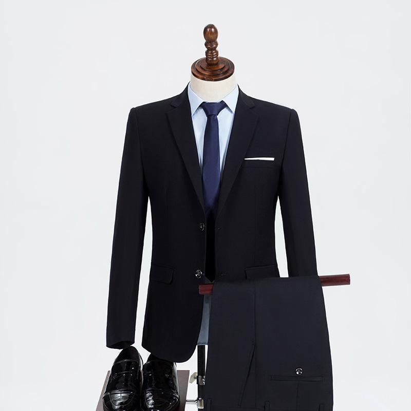 Other - スーツ メンズ セットアップ テーラードジャケット スラックス 礼服 紳士服 スリムフィット 結婚式 通勤 ビジネス 春秋 ブラック ロイヤルブルー イギリス風 韓国 切り替え 高級感 アセテート フォーマル 新郎
