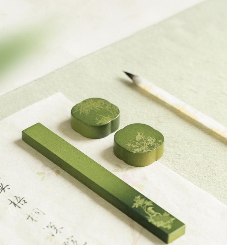 文鎮 真鍮 花 竹 雀 長方形 円形 ペ�