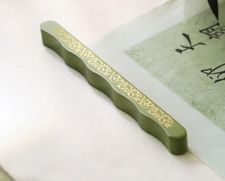 文鎮 青模様 真鍮 緑 四宝 ペーパー�