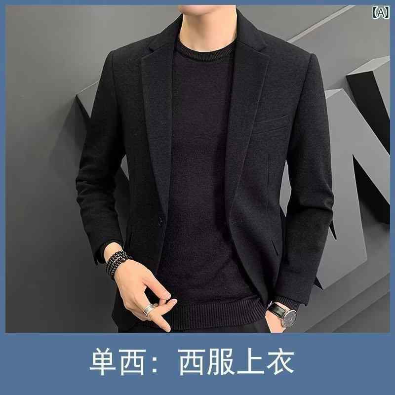 フロントップ楽天市場店のスーツ メンズ 男性用 セットアップ 結婚式 二次会 ビジネス 秋冬 スリム ストライプ 一つボタン シングル フォーマル 冠婚葬祭 礼服 カジュアル テーラードジャケット スラックス 混紡 ブラック グレー ブラウン｜アングル2