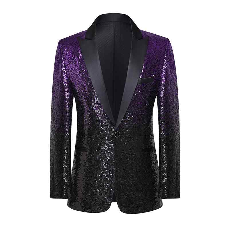 テーラードジャケット メンズ 舞台 ステージ パーティー スパンコール グラデーション 派手 キラキラ アウター 男性 紳士 礼服 衣装 ブレザー スリム ブルー ゴールド ブラック アセテート 高級感 オールシーズン