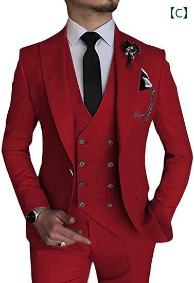 スーツ メンズ セットアップ スリムフィット ジャケット ダブルベスト スラックス パンツ 礼服 紳士服 ビジネス 結婚式 パーティー シングル ワンボタン ノッチドラペル 高級感 通気性 耐摩耗性 綿 グレー ブラック ネイビー