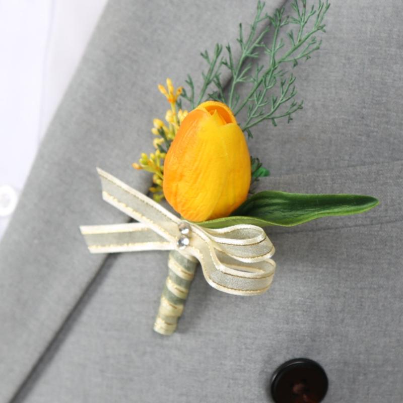 ブートニア ブローチ メンズ レディース コサージュ チューリップ スズラン 造花 結婚式 披露宴 ブライダル ブートニア 襟飾り ハンドメイド 小さめ 清楚 上品 かわいい ナチュラル オレンジ ピンク ホワイト アクセサリー