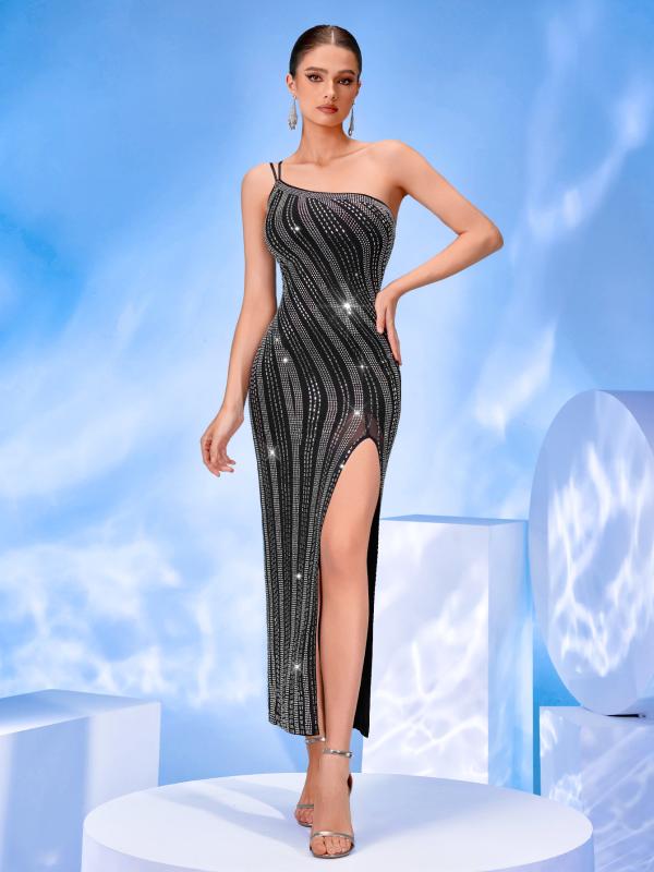 ワンピース レディース ロングドレス キャミソール パーティードレス 結婚式 二次会 披露宴 ブラック チュール メッシュ スリット スリム ハイウエスト セクシー ビジュー 上品 高級感 春夏 ノースリーブ バックレス