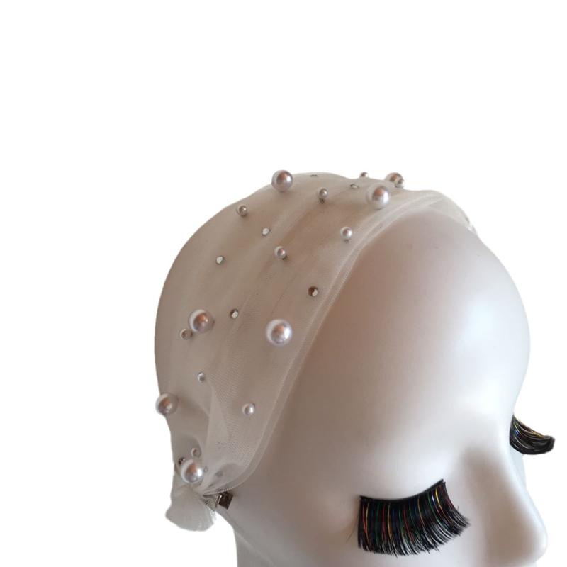 ベール レディース ウェディング ヘッドドレス ヘアアクセサリー パール ビジュー ラインストーン ハンドメイド チュール 撮影用 前撮り ホワイト ショート シアー 髪飾り 花嫁 上品 エレガント 華やか 透明感 フェミニン