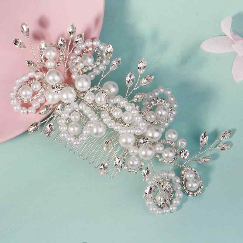 ヘアコーム レディース ヘッドドレス 髪飾り ウェディング ブライダル 花嫁 ハンドメイド パール ライ..