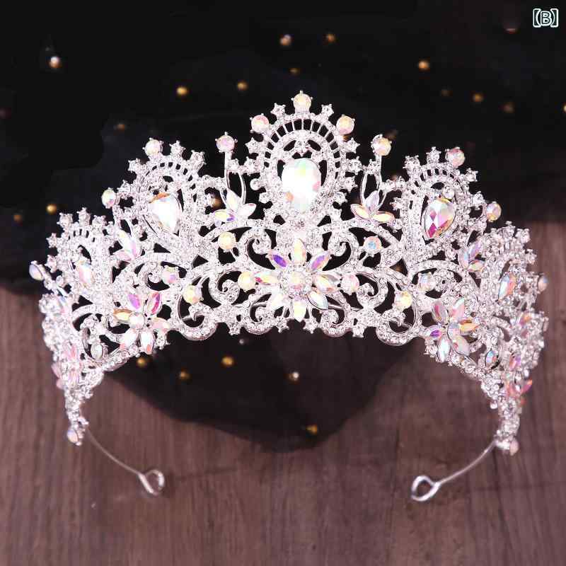 フロントップ楽天市場店の王冠 レディース ティアラ ヘッドドレス ヘアアクセサリー ブライダル 結婚式 披露宴 パーティー ゴージャス 高級感 エレガント 華やか クリスタル ジルコニア キラキラ 電気メッキ加工 シルバー ゴールド ホワイト｜アングル3