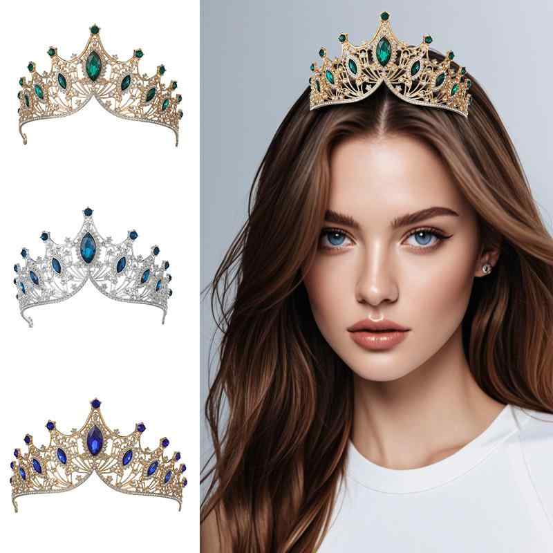 ヘアアクセサリー レディース 王冠 クラウン ティアラ カチューシャ ブライダル ウェディング 花嫁 結婚式 誕生日 パーティー ラインストーン ビジュー 電気メッキ加工 合金 欧米風 高級感 春夏 シルバー ゴールド