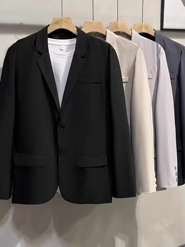 Rakuten - テーラードジャケット メンズ ブレザー カジュアル 紳士服 トップス スリム 細身 形態安定 イージーケア 高級感 無地 シンプル 春夏 秋冬 シングル 通勤 通学 普段使い ブラック ダークグレー カーキ