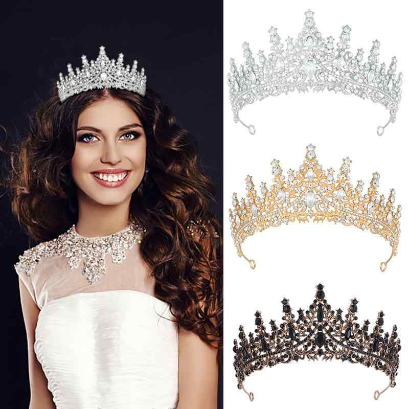 ティアラ レディース クラウン ヘッドドレス ヘアアクセサリー 結婚式 挙式 パーティー 花嫁 新婦 ウェディング ブライダル 欧米風 高級感 ラインストーン クリスタル シルバー ゴールド ブラック 春夏