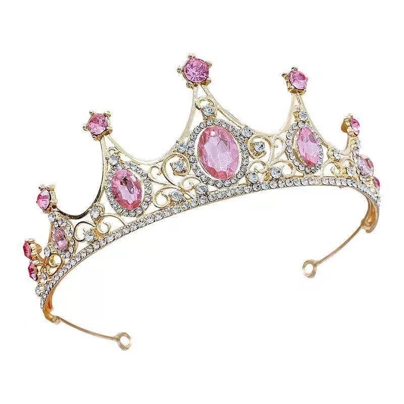 ティアラ レディース 王冠 バロック調 ラインストーン ビジュー 髪飾り ヘッドドレス ウェディング 結婚式 前撮り ゴージャス エレガント キラキラ プリンセス クイーン ホワイト パープル グリーン 春夏 華やか 金属製