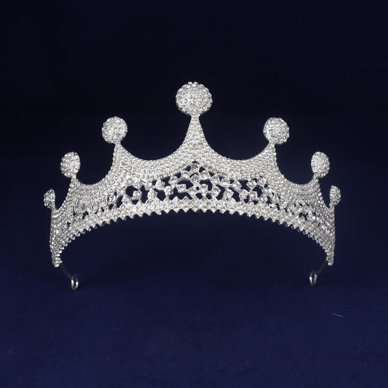 Rakuten - ティアラ レディース 王冠 ヘッドドレス ヘアアクセサリー 髪飾り ブライダル ウェディング 結婚式 披露宴 二次会 花嫁 バロック調 高級感 合金 クリスタル ラインストーン 電気メッキ加工 フランス風 ゴールド シルバー ホワイト