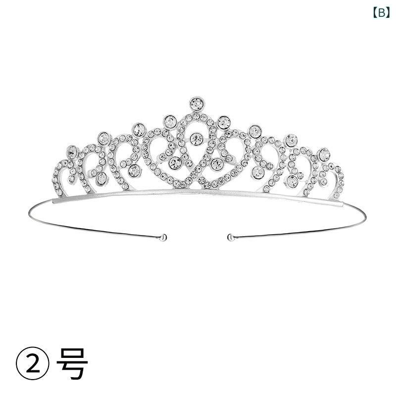 カチューシャ 子供 女の子 ベビー キッズ 王冠 ティアラ ヘアアクセサリー 髪飾り プリンセス かわいい シンプル 電気メッキ加工 金属製 クリスタル 誕生日 発表会 パーティー 華やか 高級感 シルバー ホワイト 3