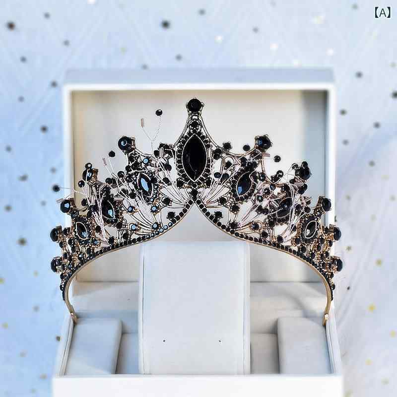 フロントップ楽天市場店のティアラ レディース 王冠 髪飾り ヘッドドレス ヘアアクセサリー バロック調 レトロ アンティーク調 ブラック ゴールド 高級感 合金 電気メッキ加工 結婚式 披露宴 誕生日 ゴージャス エレガント シック クラシック ウェディング ブライダル 花嫁｜アングル2