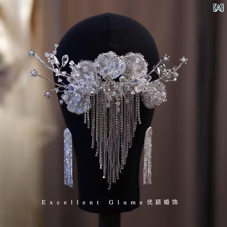ヘアアクセサリー レディース 髪飾り ヘッドドレス カチューシャ ティアラ 王冠 クラウン ヘアクリップ ハンドメイド クリスタル ビジュー キラキラ 高級感 ホワイト エレガント 華やか 結婚式 ブライダル 披露宴 花嫁