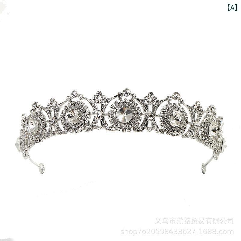 フロントップ楽天市場店のティアラ レディース カチューシャ 王冠 ヘアアクセサリー 髪飾り ヘッドドレス バロック調 プリンセス風 ラインストーン ジルコニア キラキラ 電気メッキ加工 合金 レトロ クラシック 華やか ゴージャス 高級感 結婚式 ウェディング 誕生日 シルバー｜アングル2