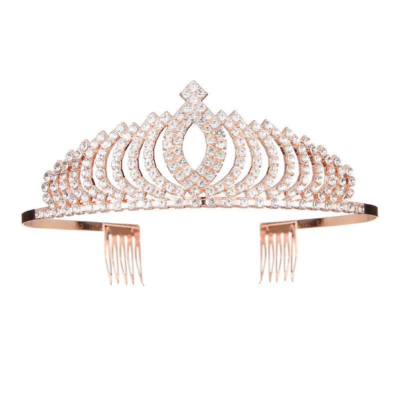 ティアラ レディース 結婚式 ブライダル パーティー 花嫁 王冠 クラウン ヘアアクセサリー ヘッドドレス ラインストーン クリスタル ジルコニア 高級感 キラキラ 合金 電気メッキ加工 春夏 シルバー ローズゴールド