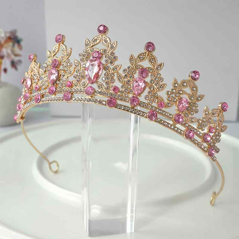 ティアラ キッズ 女の子 王冠 髪飾り ヘアアクセサリー ヘッドドレス プリンセス キラキラ ラインストーン ジルコニア 合金 電気メッキ加工 高級感 華やか かわいい 結婚式 発表会 誕生日 シルバー ピンク ブルー