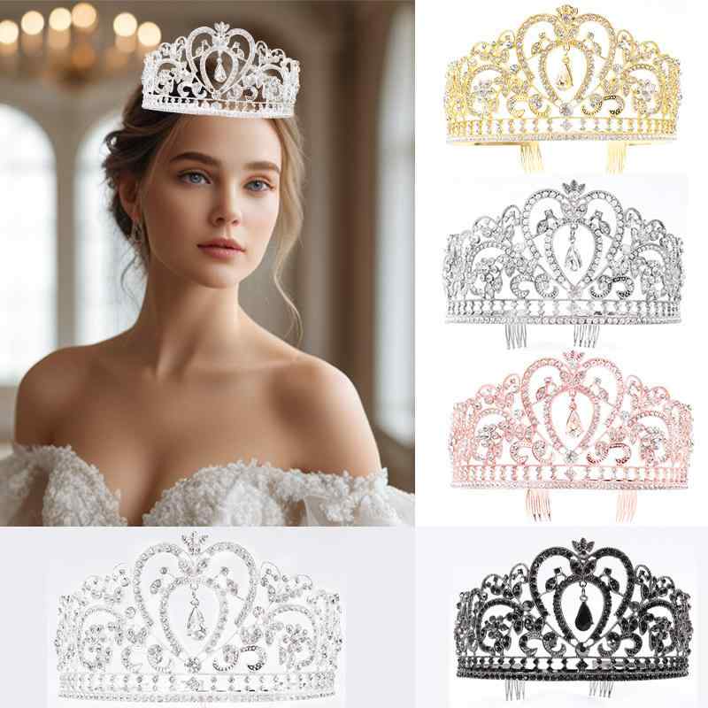 ティアラ レディース 王冠 ヘアアクセサリー 結婚式 パーティー 誕生日 ブライダル ウェディング 高級感 合金 ラインストーン ビジュー クリスタル 髪飾り ヘッドドレス プリンセス エレガント シルバー ゴールド