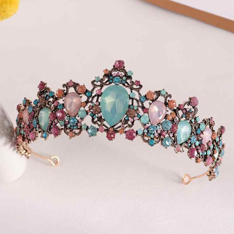 ティアラ レディース 王冠 クラウン バロック風 レトロ ヘッドドレス ヘアアクセサリー 髪飾り ブライ..