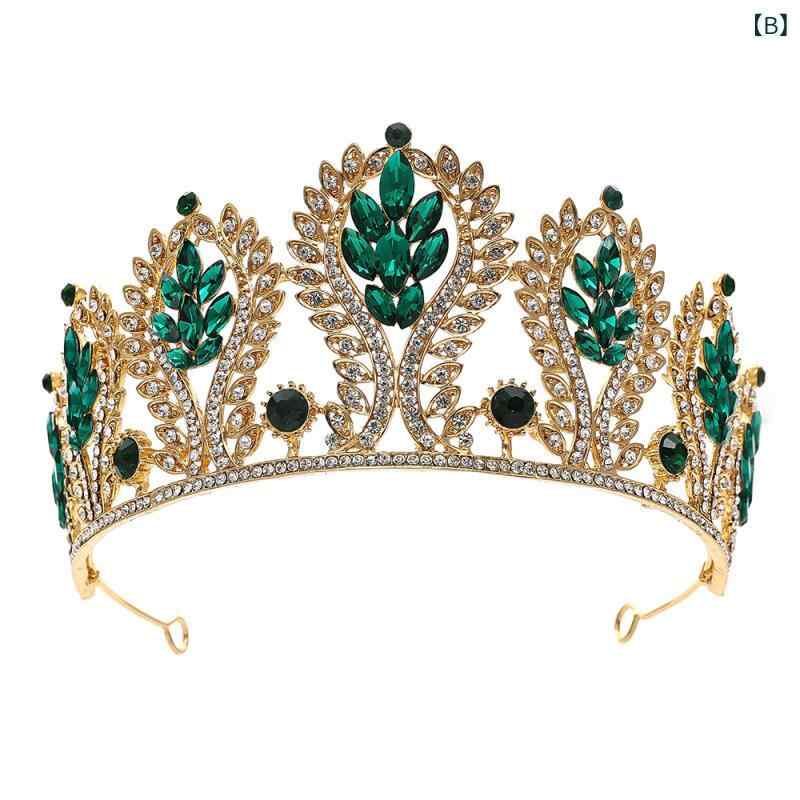ティアラ レディース クラウン 王冠 ヘッドドレス 髪飾り ブライダル ウェディング ヘアアクセサリー 結婚式 パーティー 誕生日 欧米風 クリスタル ビジュー ラインストーン 豪華 華やか キラキラ 高級感 合金 ゴールド レッド ブルー 3