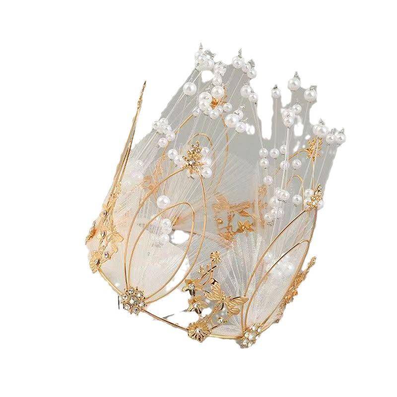 ケーキトッパー レディース 王冠 クラウン デコレーション チュール パール パール 合金素材 幻想的 かわいい プリンセス おしゃれ アンティーク調 豪華 高級感 結婚式 誕生日 パーティー 髪飾り ヘッドドレス