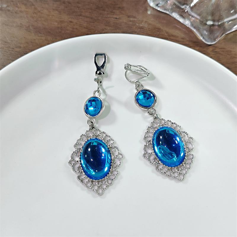 イヤリング レディース エスニック エキゾチック チャイナ風 レトロ ヴィンテージ風調 ブルー 上品 高..