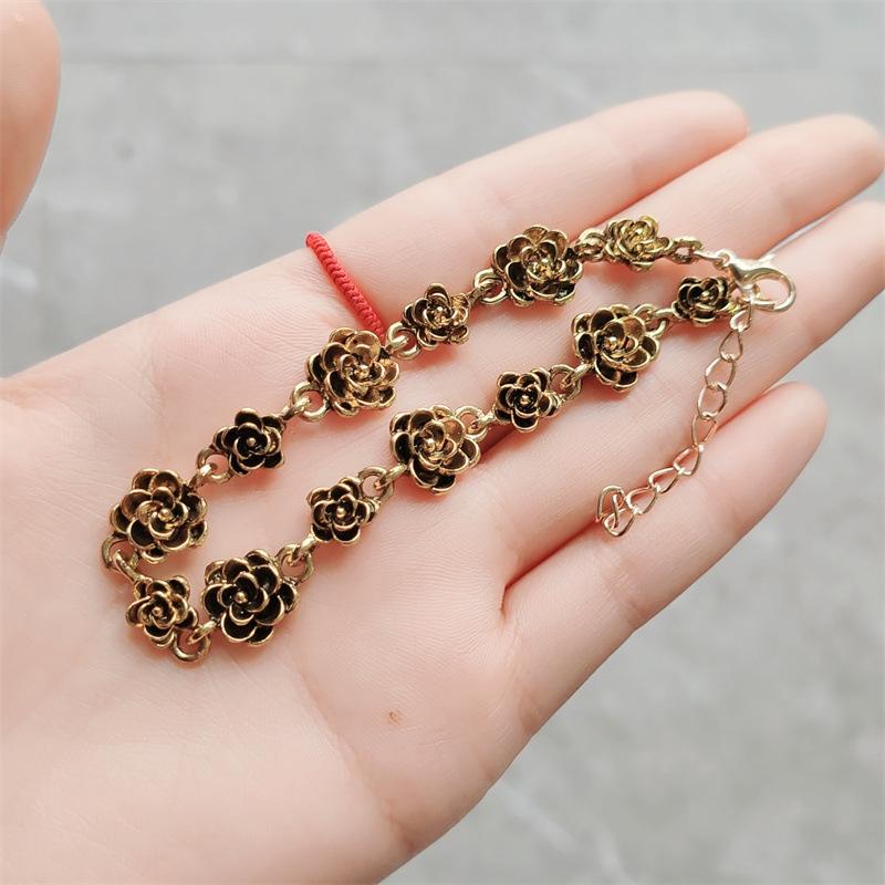 ブレスレット メンズ レディース 腕輪 バングル アクセサリー アンティーク調 ヴィンテージ風風 薔薇 ..