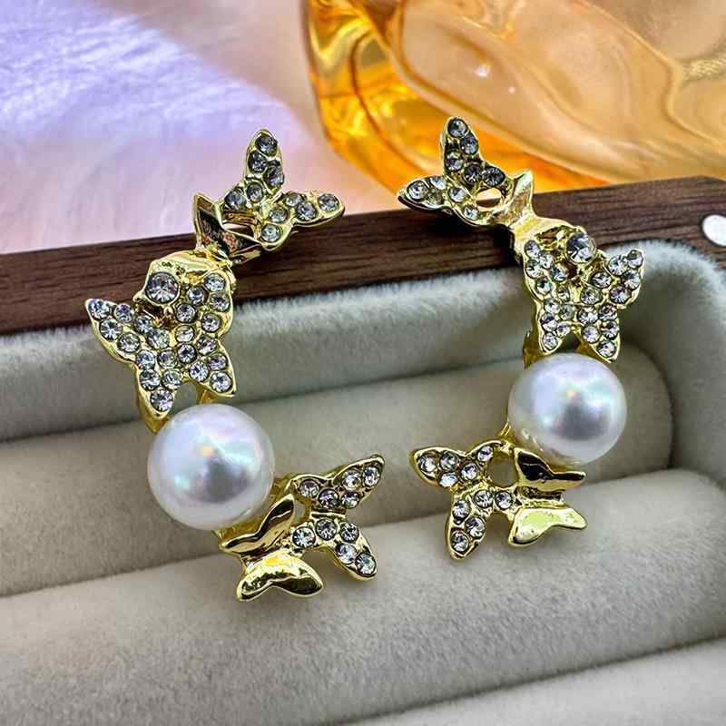 Coral - ピアス レディース 蝶 バタフライ リボン ハート ジルコニア 個性派 韓国ファッション かわいい 上品 アクセサリー 合金 電気メッキ加工 春夏 普段使い パーティー ゴールド シルバー 華奢