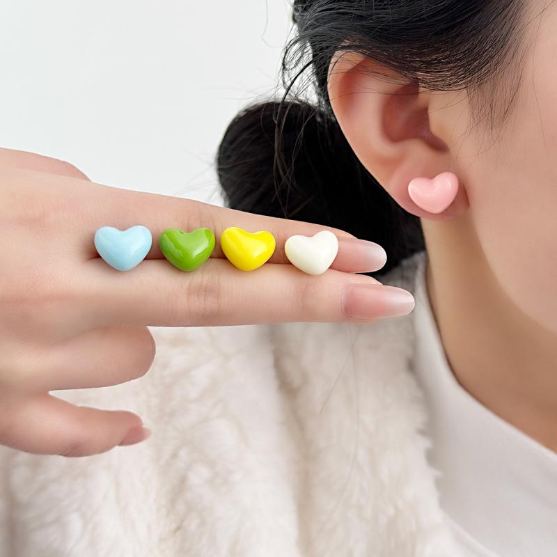 Rakuten - ピアス レディース ハート スタッド式 小ぶり かわいい キャンディカラー 春夏 小さめ 透明感 ブルー ピンク グリーン 合金 電気メッキ加工 アクセサリー 韓国 フェミニン 大人かわいい デイリー デート