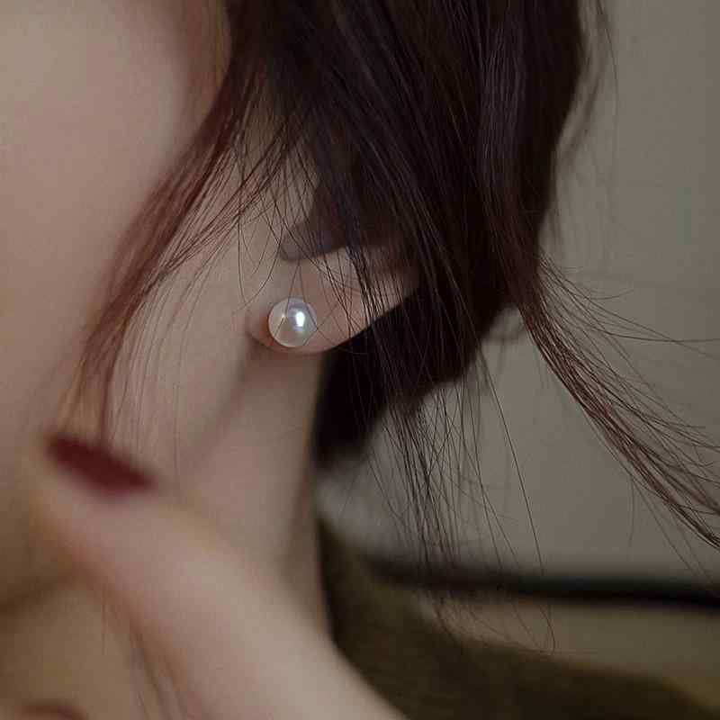 Pearl White - ピアス レディース 耳飾り イヤリング 淡水パール パール シルバー925 電気メッキ加工 高級感 上品 光沢 シンプル 冠婚葬祭 結婚式 普段使い オフィス フォーマル 金属 ホワイト 大ぶり 小ぶり
