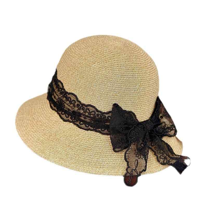 麦わら帽子 レディース バケットハット ストローハット 春夏 リボン レース 折りたたみ 紫外線対策 日除け UVカット 小顔効果 通気性 旅行 お出かけ リゾート ブラック ホワイト ピンク 短めつば クロッシェ