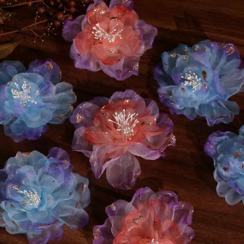 アクセサリーパーツ レディース 髪飾り ヘアクリップ ハンドメイド グラデーション 花 フラワー オーガ..