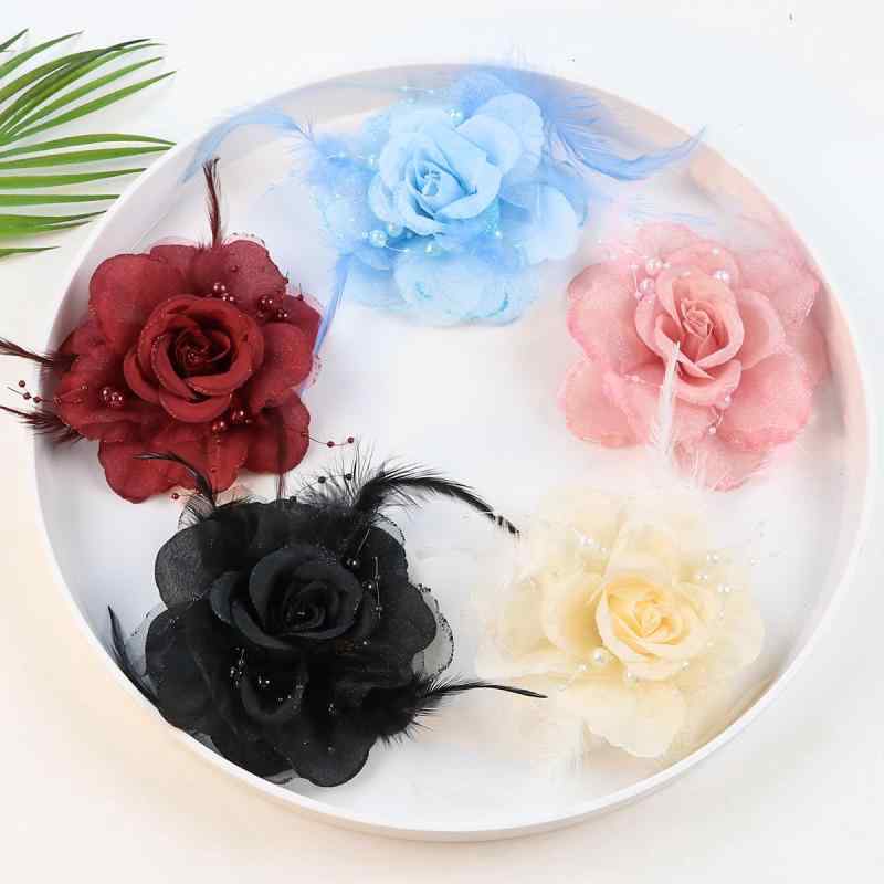 アクセサリーパーツ レディース 薔薇 バラ ローズ オーガンジー フェザー フェイクパール 手芸 ハンド..