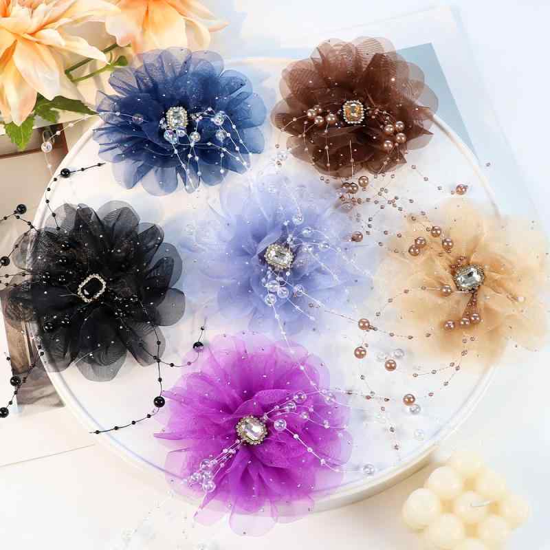 ヘアアクセサリー レディース 髪飾り 牡丹 フラワー 大ぶり タッセル バンスクリップ ハンドメイド 手..