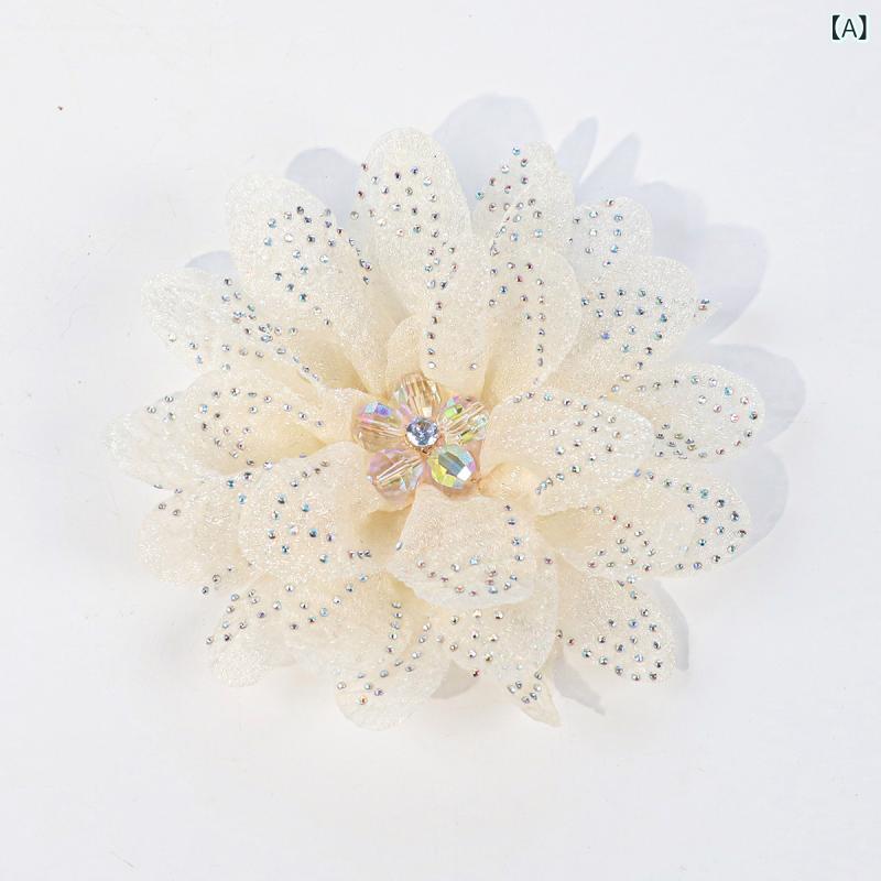 ヘアアクセサリー レディース ハンドメイド パーツ DIY 手芸 材料 花 フラワー オーガンジー クリスタ..