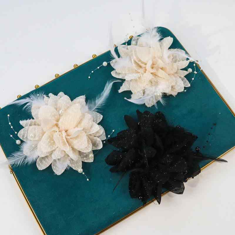 アクセサリーパーツ レディース ハンドメイド 手芸 装飾 羽 フェザー フラワー 花 モチーフ 大ぶり シ..