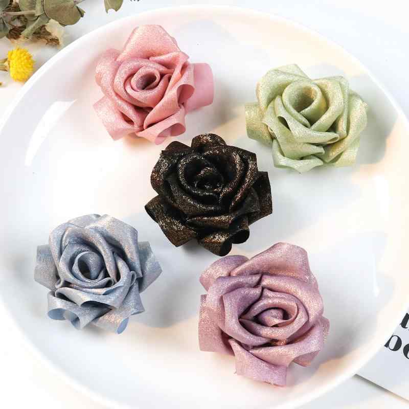 アクセサリーパーツ レディース ハンドメイド 布製 造花 7cm バラ ローズ 高級感 エレガント ヘッドドレス 髪飾り DIY用 ピンク パープル ブルー 春夏 かわいい 華やか タッセル コサージュ