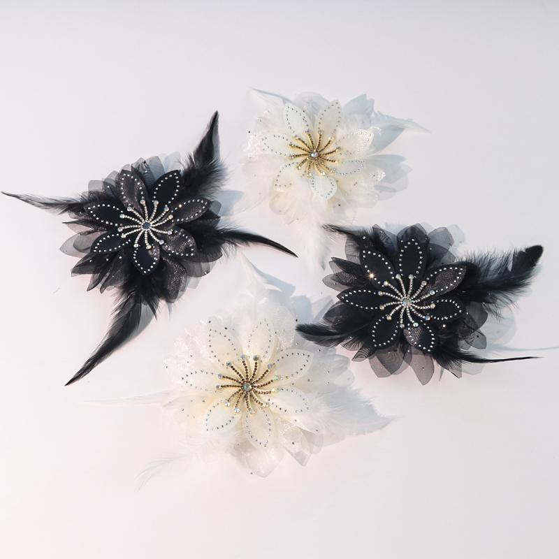 アクセサリーパーツ レディース ハンドメイド フラワー 花 立体 オーガンジー 羽根 フェザー ビジュー ..